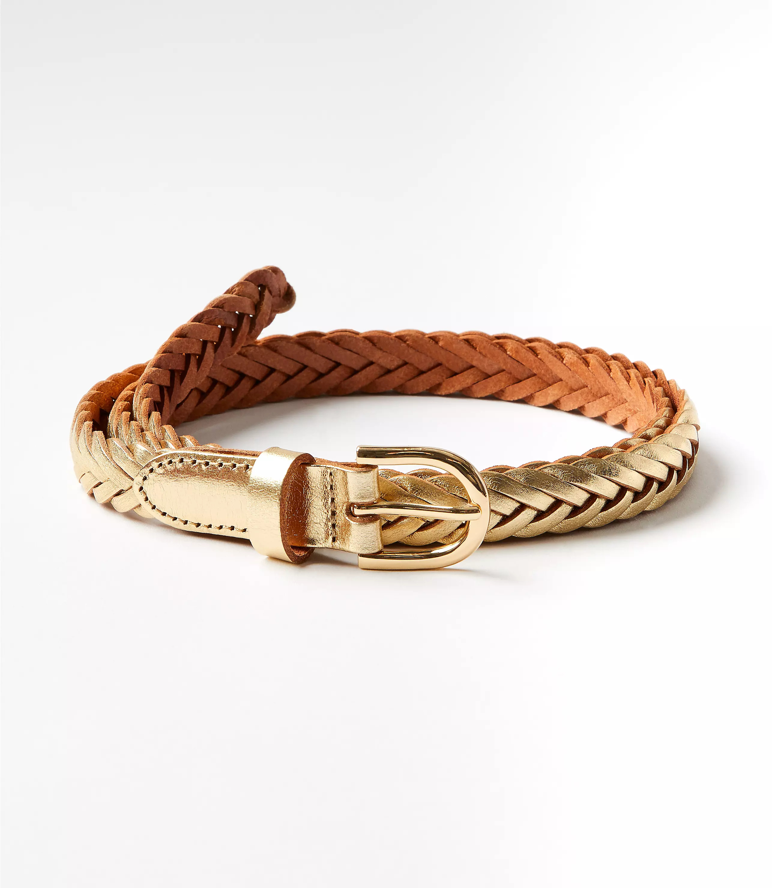 Metallic Braided Leather Belt | LOFT