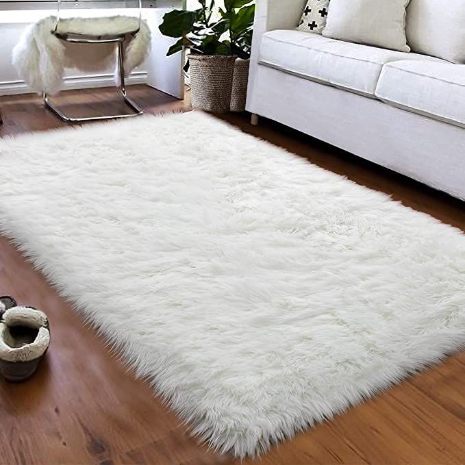 Softlife Faux Fur Sheepskin Area Rug Shaggy Wool Carpet for Bedroom Girls Living Room Home Decor ... | Amazon (US)