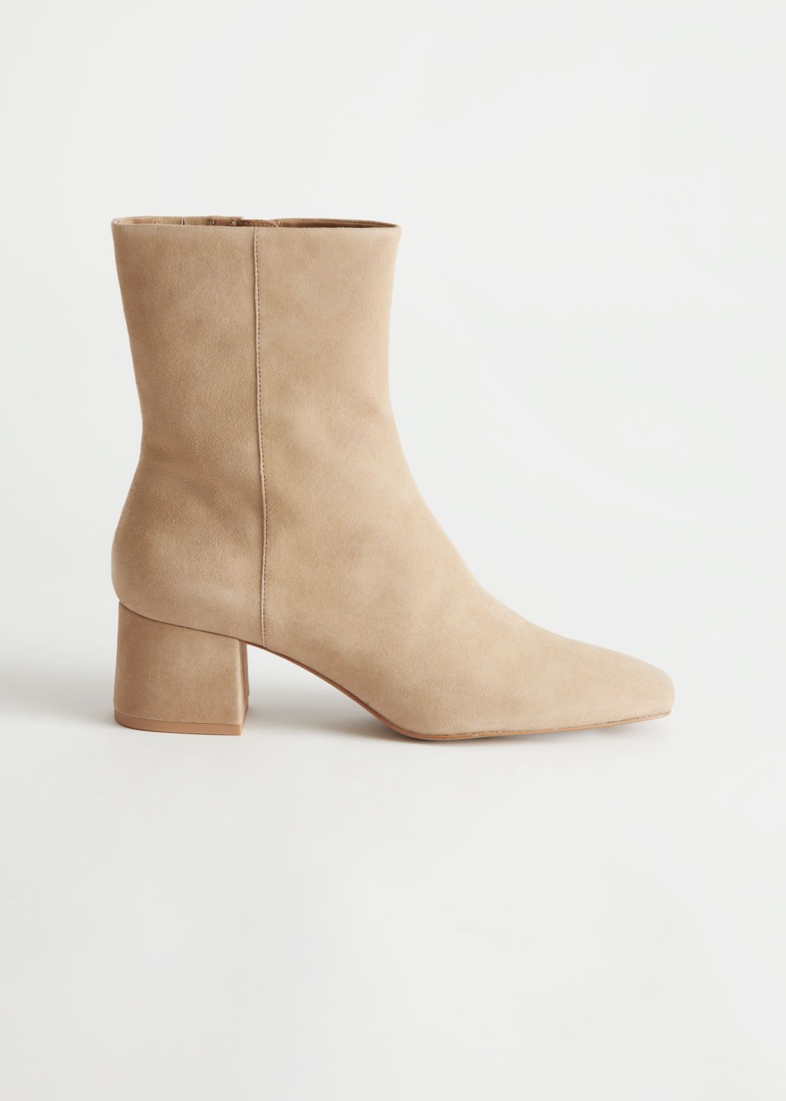 Block Heel Leather Boots - Beige Suede - Ankleboots - & Other Stories US | & Other Stories US