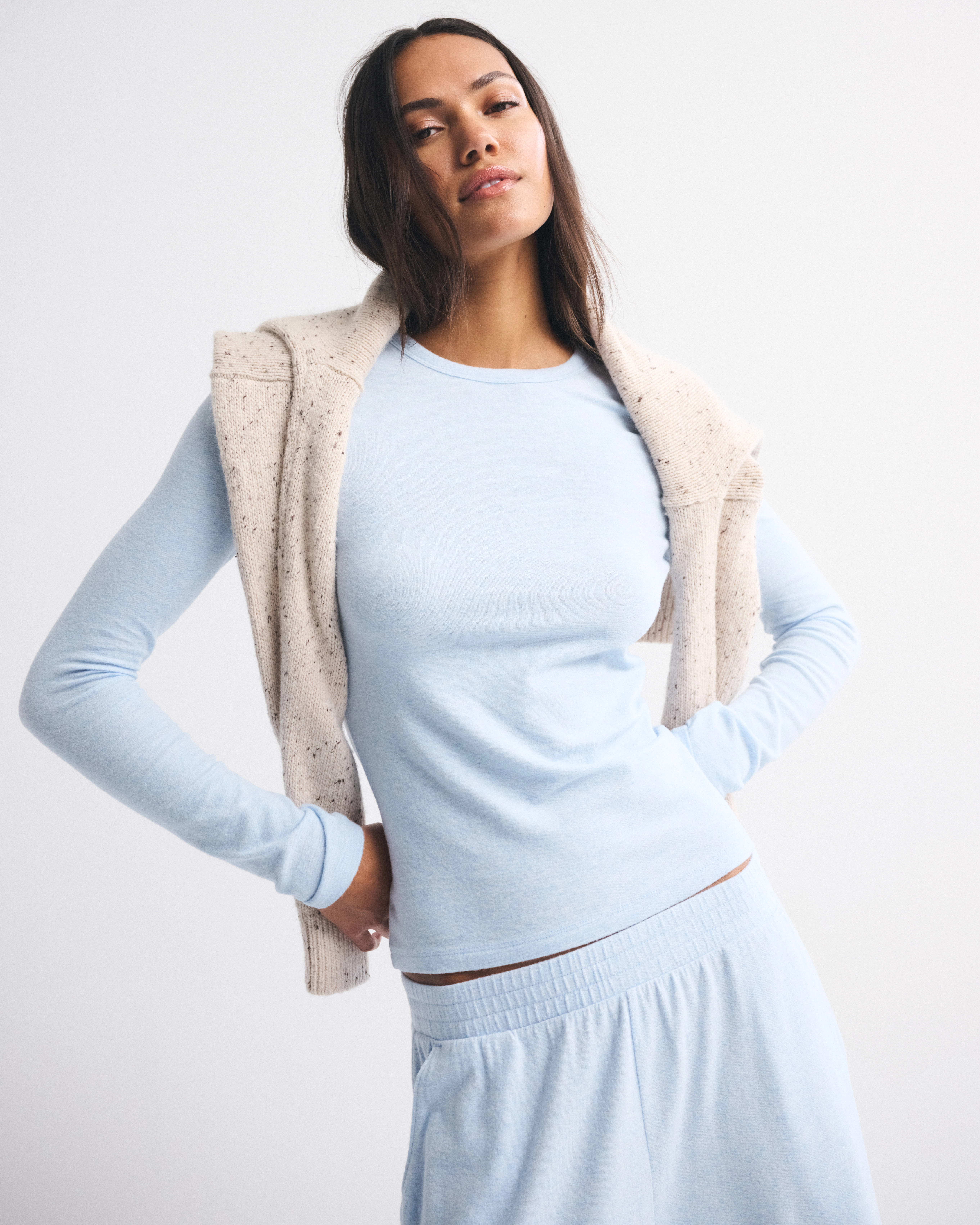 Long-Sleeve Cozy Lounge Knit Tee | Abercrombie & Fitch (US)