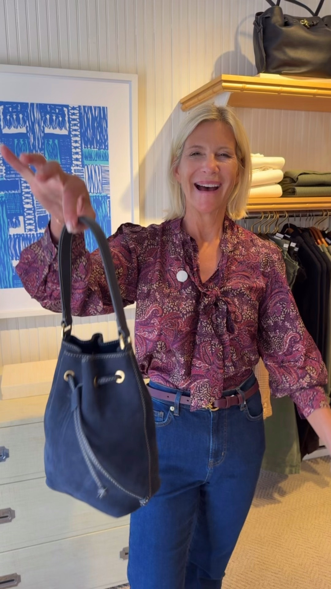 This navy suede bag is such a beautiful fall staple. The handle fits perfectly under my arm, making it easy to carry while still looking polished.

👩‍💻 LTK PRO TIPS
❤️ Heart = Support my posts ;-)
🔖 Save = Get sale & restock alerts for the things you love!
📋 Lists = Keep favorites organized (List ideas: Christmas, Birthdays, and Vacations!)
📲 Share = Send lists and products to a friend (or your daughters like me).
💬 Comment = Ask me anything, and I’ll answer. ;-)

#LTKootd #LTKSeasonal #LTKOver40