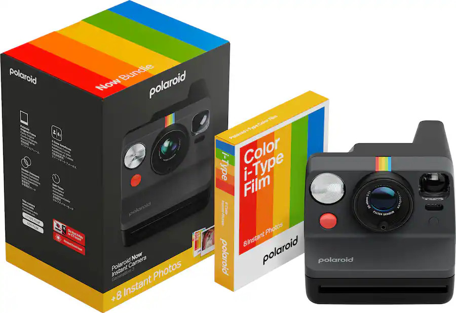 Polaroid - Now Gen 3 Instant Camera + Color Film Bundle (8 Photos) - Black | Best Buy U.S.