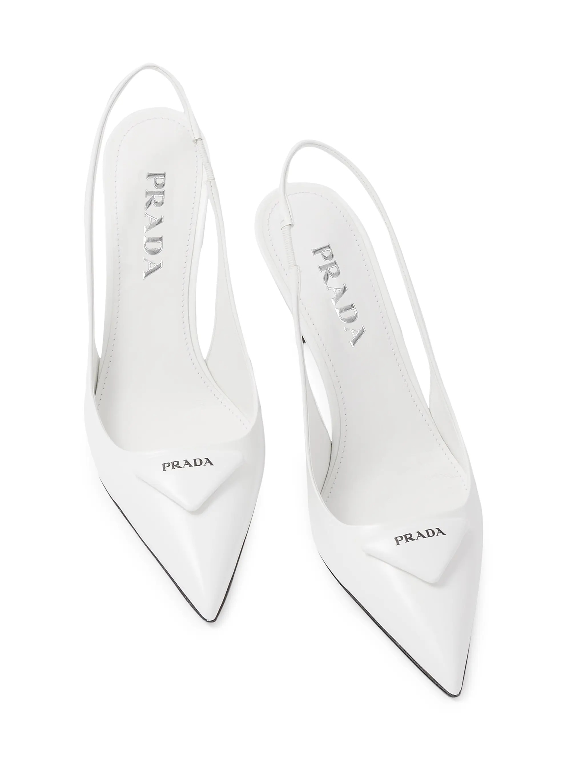 Prada Brushed 75MM Leather Slingback Pumps | Saks Fifth Avenue | Saks Fifth Avenue
