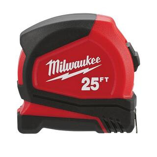 Milwaukee Compact 25 ft. SAE Tape Measure with Fractional Scale and 9 ft. Standout 48-22-6625 - T... | The Home Depot