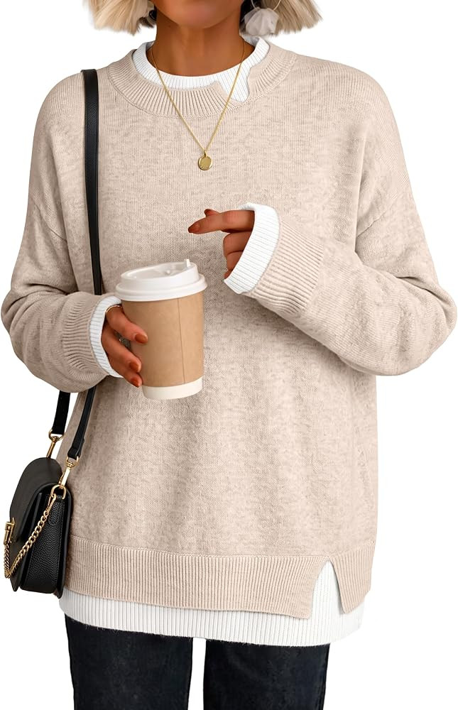 ANRABESS Women Oversized Sweater Fall Crewneck Pullover Top | Amazon (US)