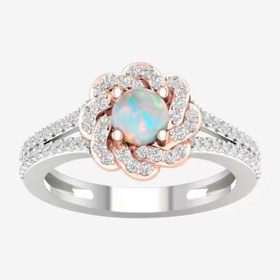 Womens 1/3 CT. T.W. Genuine White Opal 10K Rose Gold Cocktail Ring | JCPenney