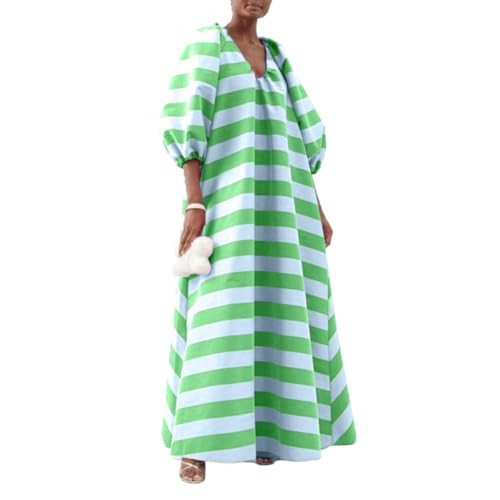 Women's Pink Stripe Maxi Dress Half Sleeve V Neck Lantern Sleeve with Pocket Casual Dresses at Am... | Amazon (US)