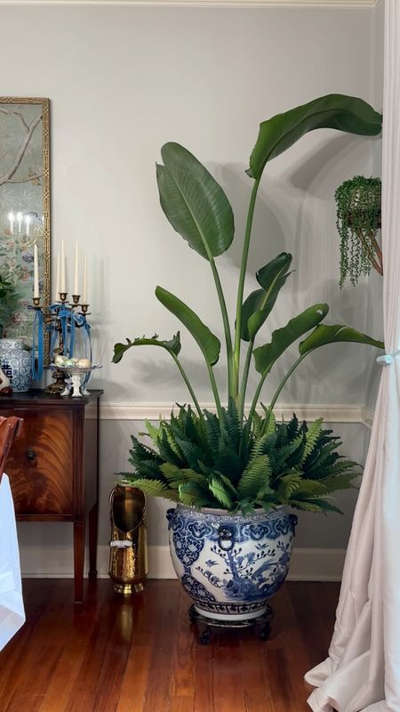 Using artificial plants in home decor, chinoiserie decor, dining room decor 

#LTKhome