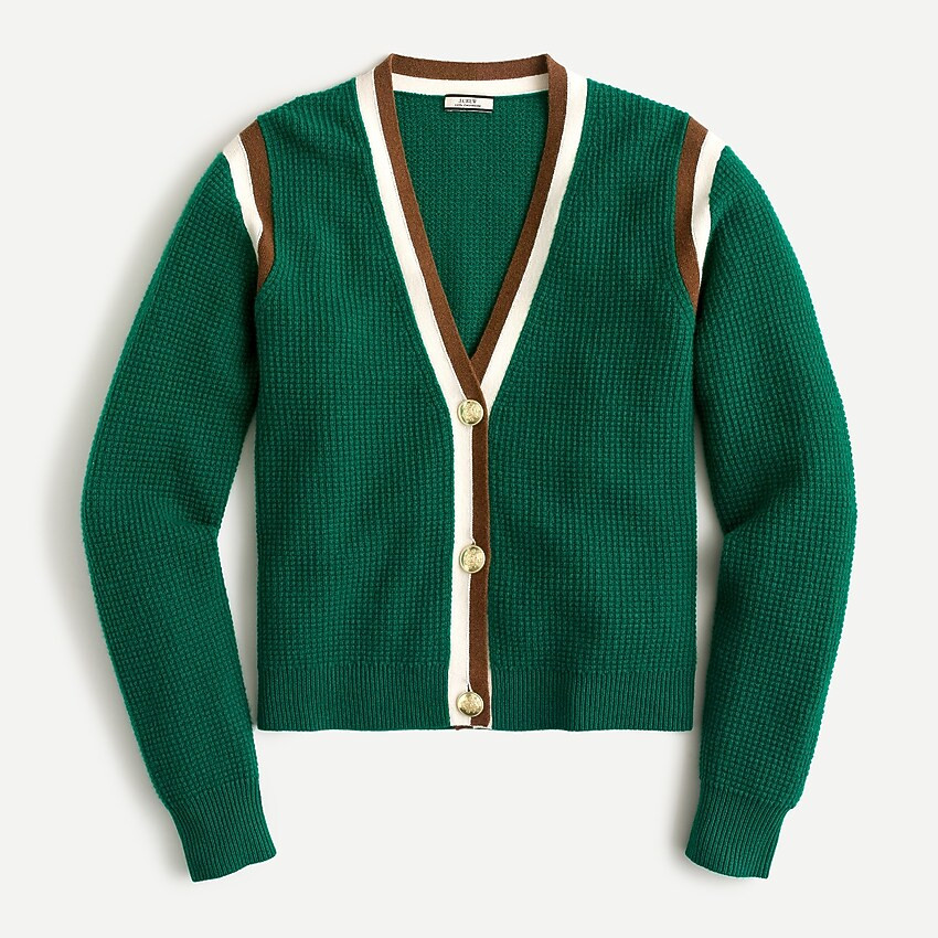 Cashmere waffle-knit cardigan sweater | J. Crew US