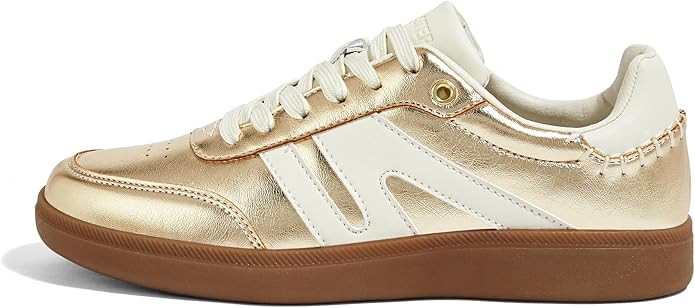 LUCKY STEP Women Classic Retro Gum Sole Fashion Sneakers Casual Tennis Skate Shoe Genuine Leather... | Amazon (US)