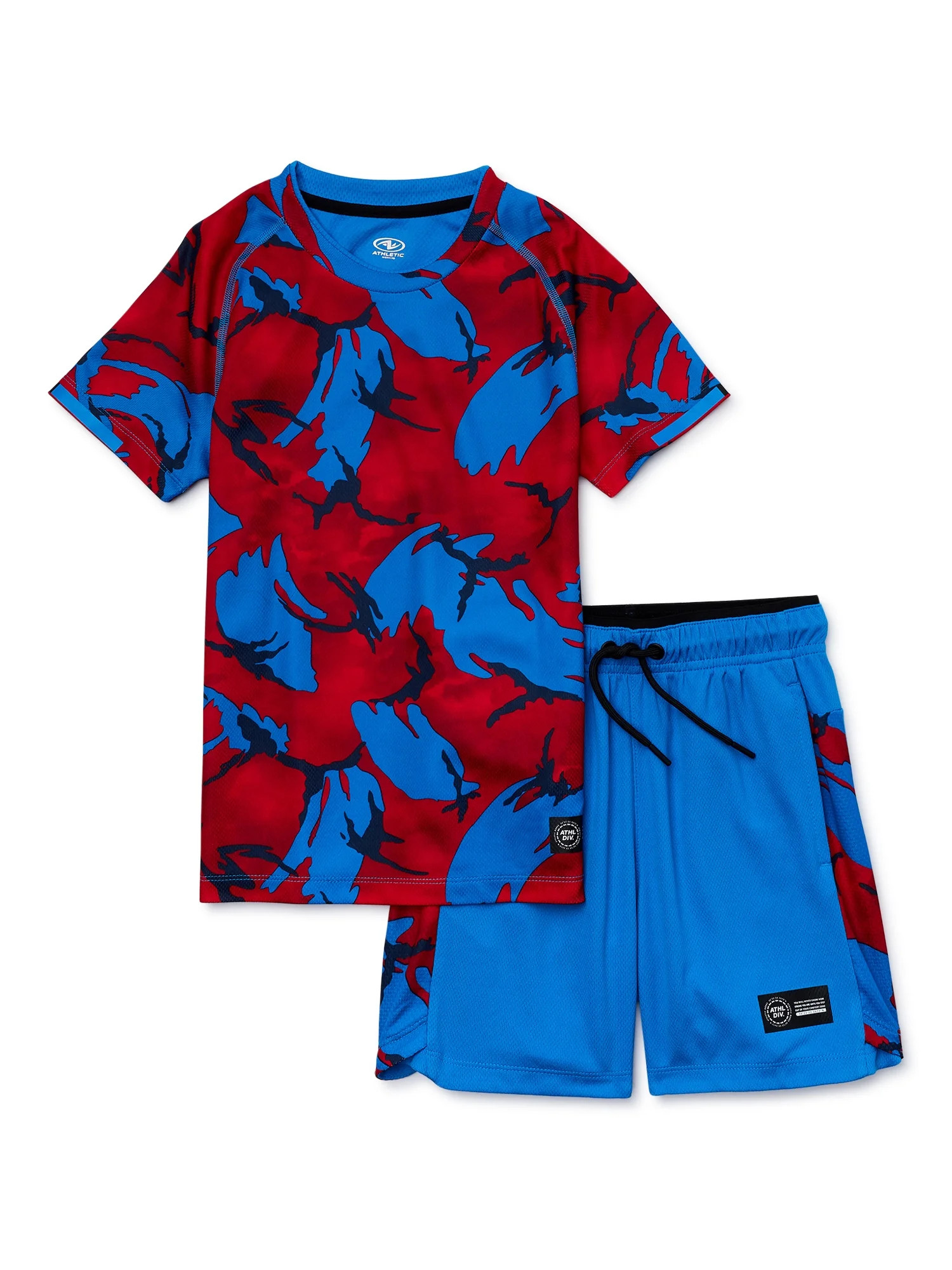 Athletic Works Boys Camo Printed Short Sleeve T-Shirt and Shorts Set, 2-Piece, Sizes 4-18 & Husky | Walmart (US)