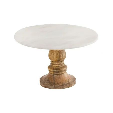 Round Wood/White Marble Cake Stand In Mango Wood/Natural Agate/White Marble - Serving Cake Stands | Walmart (US)