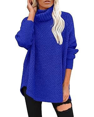 DOROSE Women's Oversized Turtleneck Long Sleeve Casual Pullover Knit Tunic Sweater | Amazon (US)