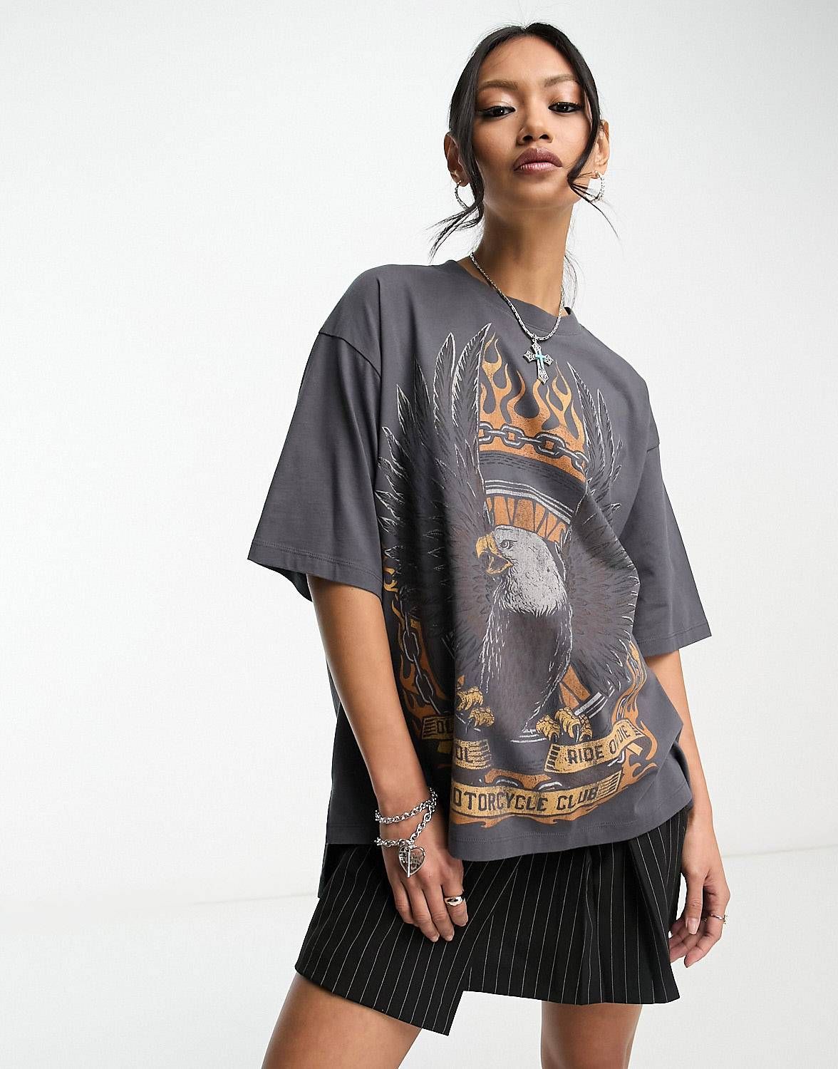 ASOS DESIGN oversized heavyweight T-shirt with orange rock graphic in washed charcoal | ASOS | ASOS (Global)