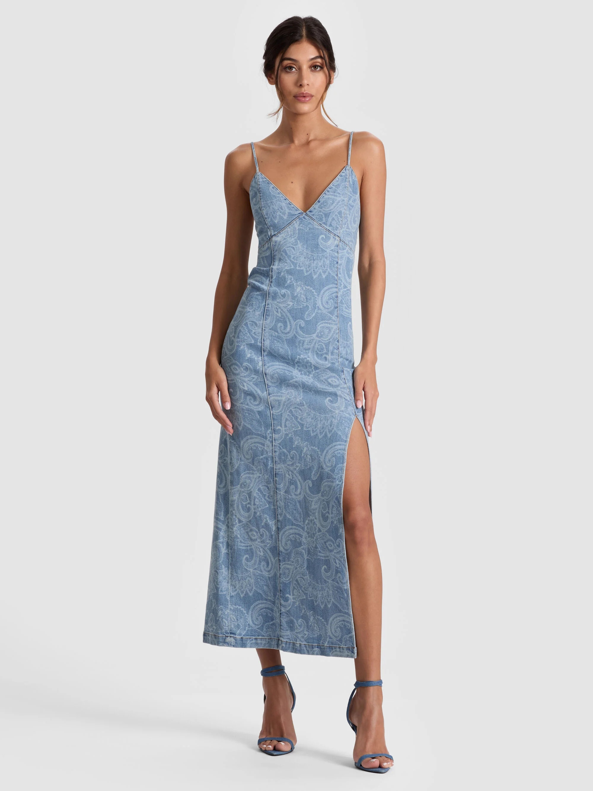 JULIETTA DENIM MIDI DRESS | Alice + Olivia
