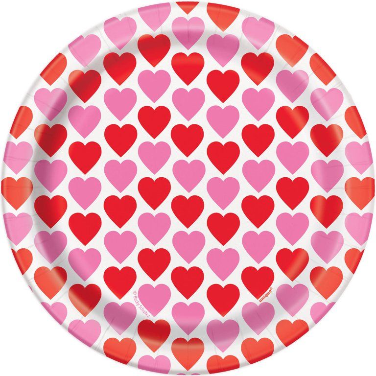 7" Hearts Happy Valentine's Day Paper Dessert Plates, 8ct | Walmart (US)