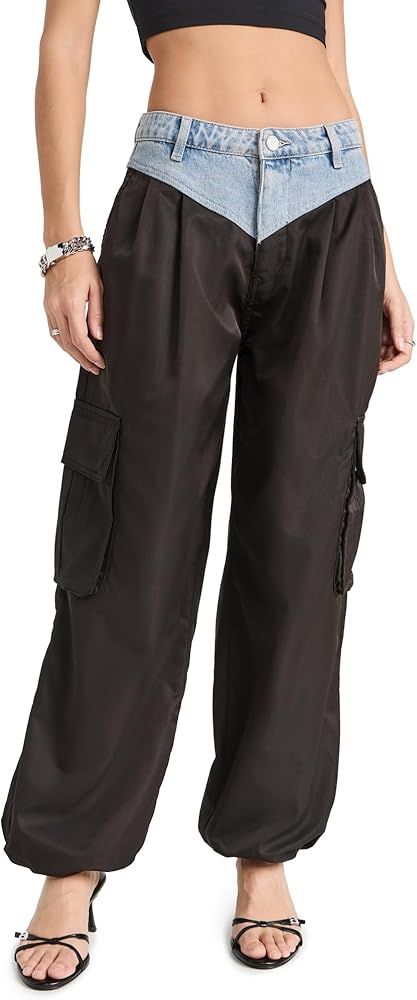 [BLANKNYC] Womens Nylon Cargo Pleated Pant with Denim Waistband | Amazon (US)