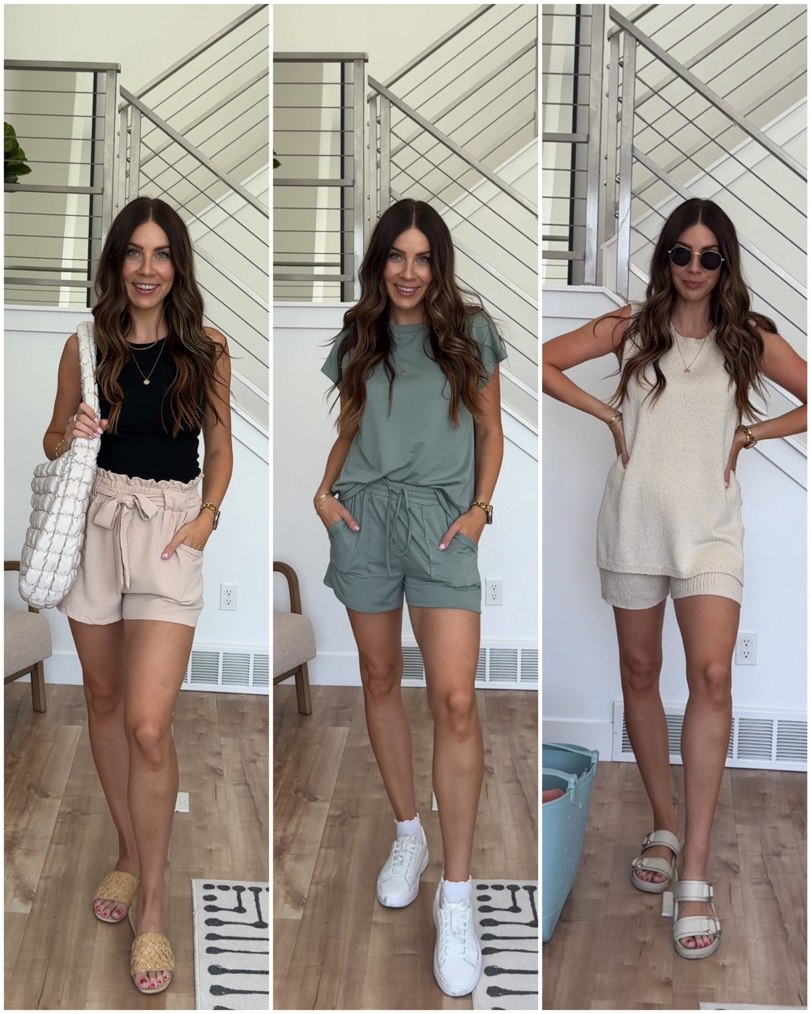 Affordable summer outfits under $40! 
Shorts and black top: wearing a medium and  sizing is true to size 
Blue two piece short and shirt set: wearing a medium and sizing is true to size
Two piece tank and short set: wearing a large and runs small! Size up! 

#LTKMidsize #LTKFindsUnder50 #LTKStyleTip