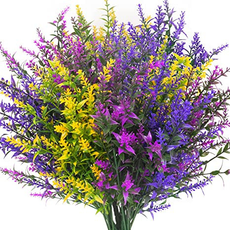 TELDRASSIL 18 Bundles Artificial Lavender Flowers Outdoor UV Resistant Fake Plastic Flowers Faux ... | Amazon (US)