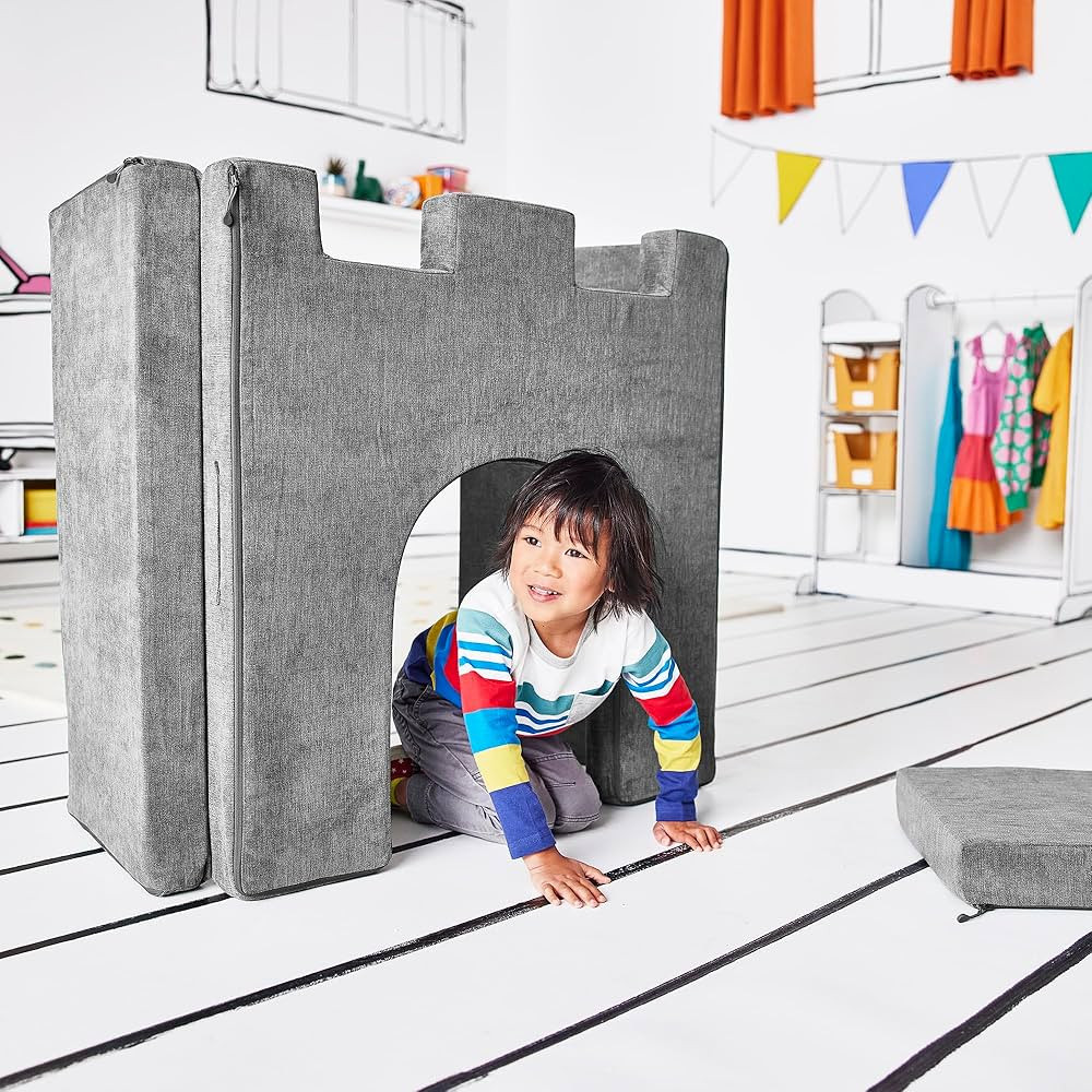 Kids and Toddler Play Castle, Playroom Couch Add-On Set, Durable Modular Design, Mountain Gray | Amazon (US)