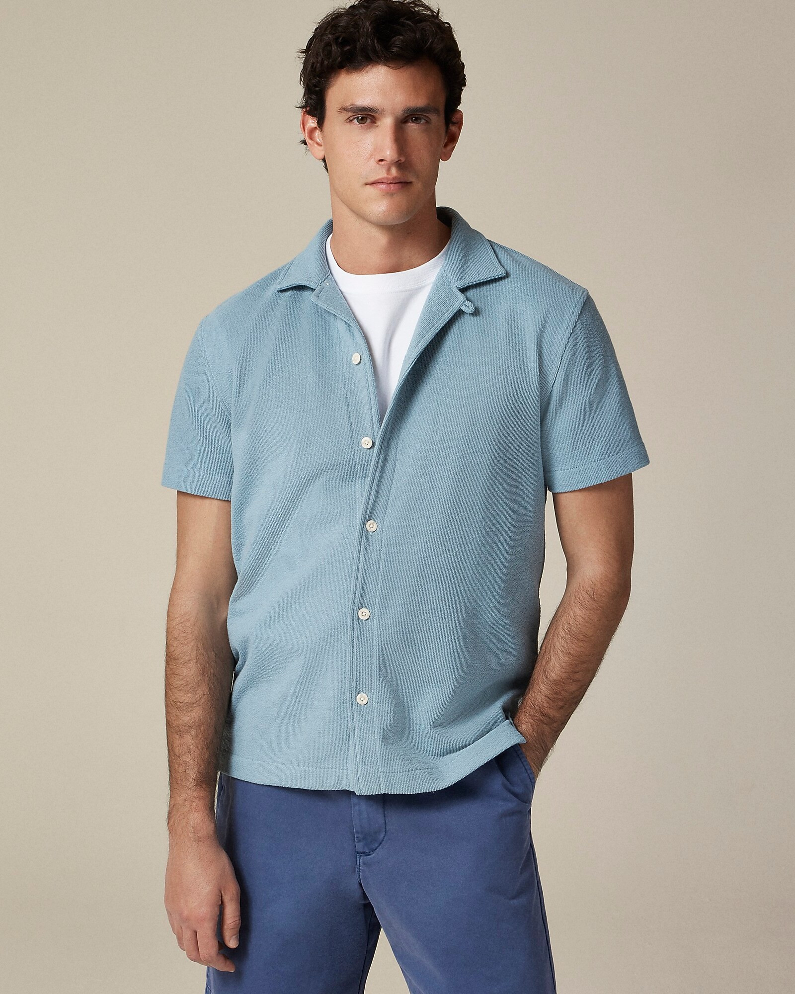 Textured camp-collar sweater-tee | J. Crew US
