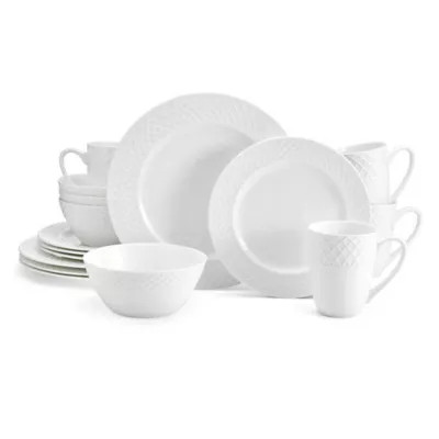 Mikasa® Trellis White 16-Piece Dinnerware Set | Bed Bath & Beyond | Bed Bath & Beyond