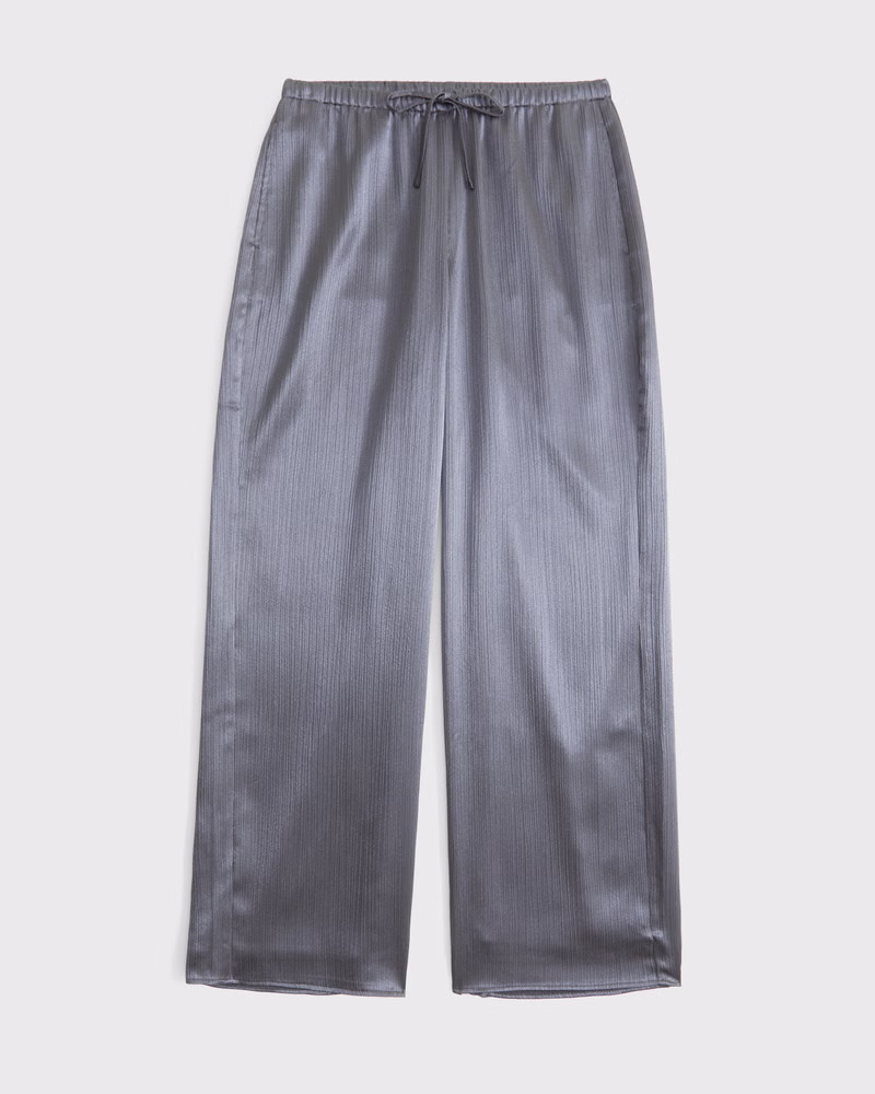 Abercrombie & Fitch Women's Textured Satin Pull-On Pant in Dark Gray - Size XL | Abercrombie & Fitch (US)