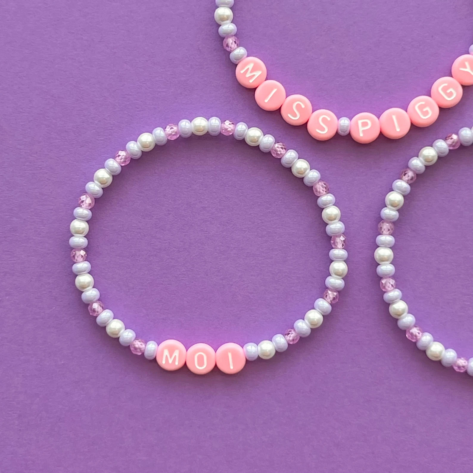 Miss Piggy & Moi Crystal and Pearl Beaded Bracelets | Etsy (Global)