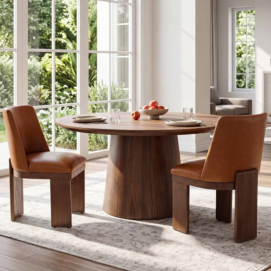 RIVOVA Upholstered Dining Chairs Set of 2, Modern Wooden Dining Room Chair PU Leather Kitchen Cha... | Amazon (US)