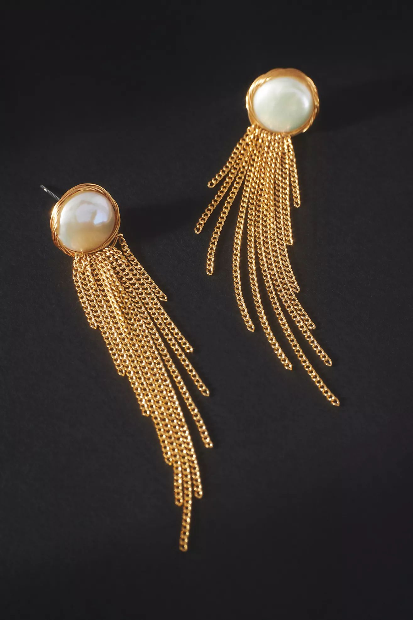 Pearl-Topper Fringed Drop Earrings | Anthropologie (US)