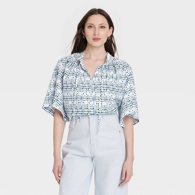 Women's Flowy Elbow Sleeve Popover Blouse - Universal Thread™ | Target