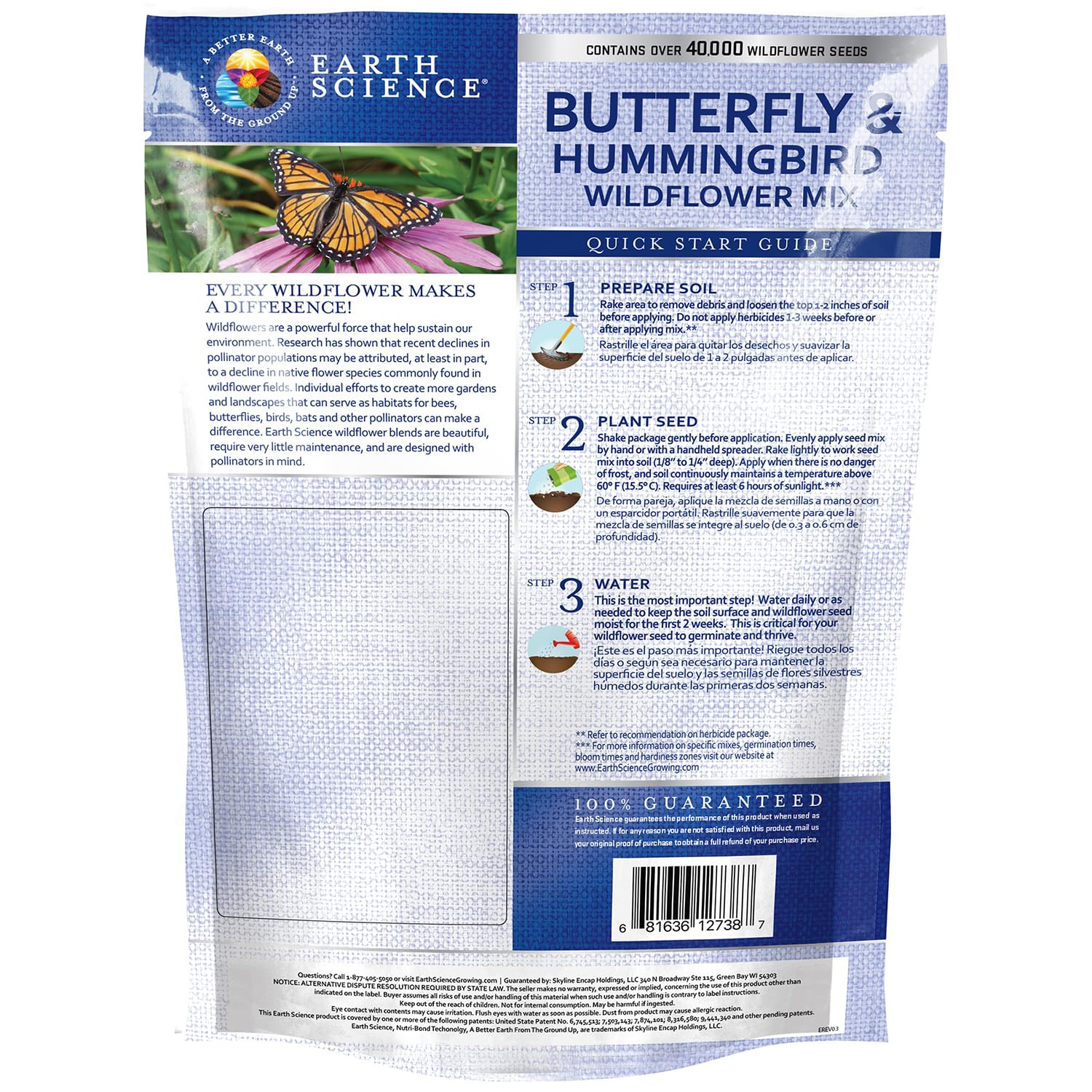 Earth Science Butterfly & Hummingbird Wildflower Seed Blend - 4oz - Premium Flower Seeds to Attra... | Amazon (US)