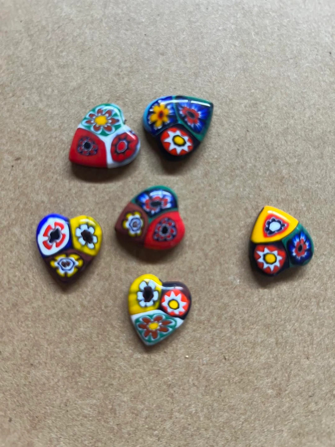 Italian Millefiori Vintage heart 16mm flatback | Etsy (US)