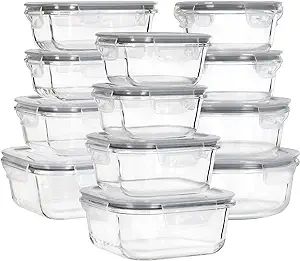 MUMUTOR Glass Food Storage Containers with Lids, [24 Piece] Glass Meal Prep Containers, Airtight ... | Amazon (US)