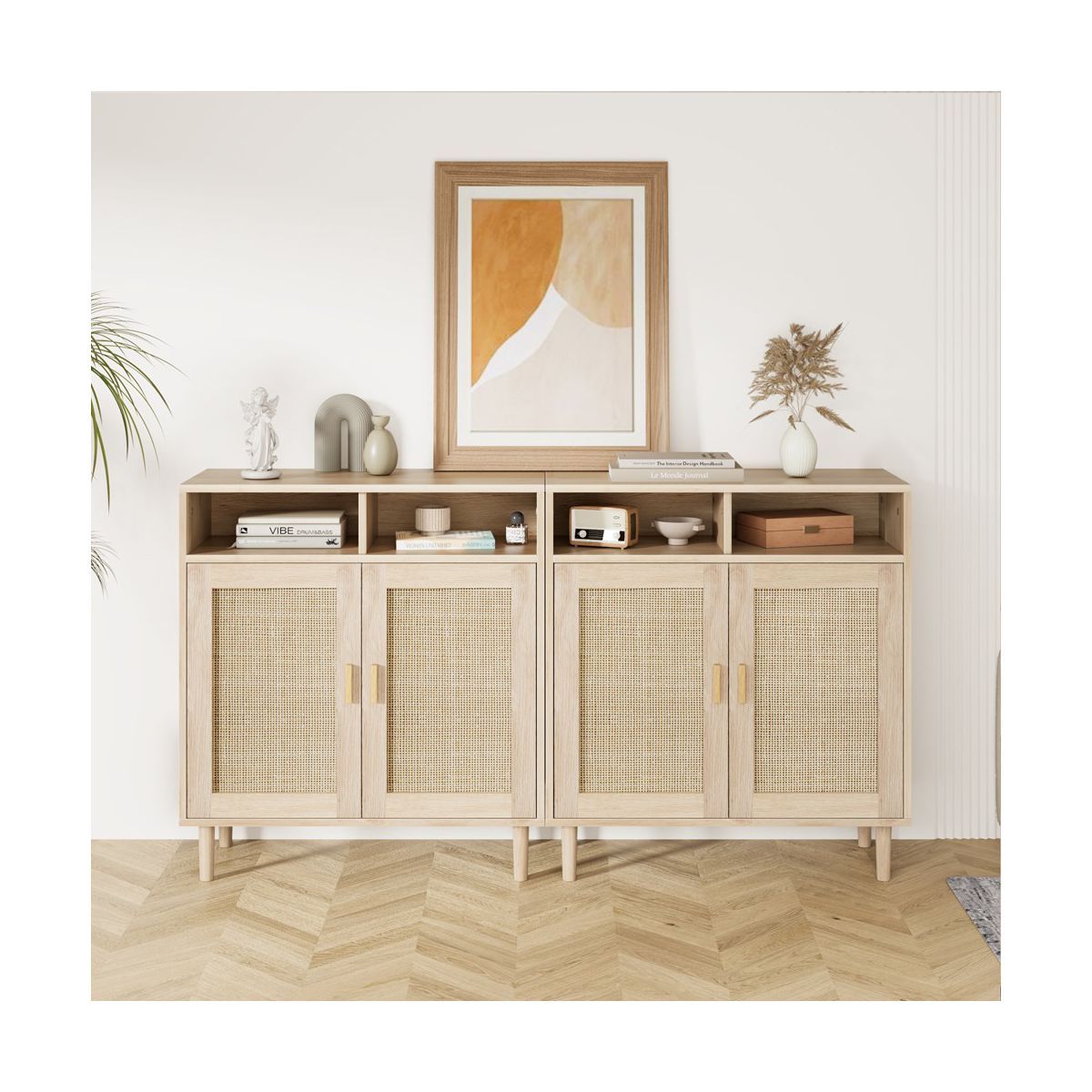 Trinity Sideboard Buffet Storage Cabinet, Rattan Kitchen Cabinet with 2 Doors/Shelf, Accent Moder... | Target