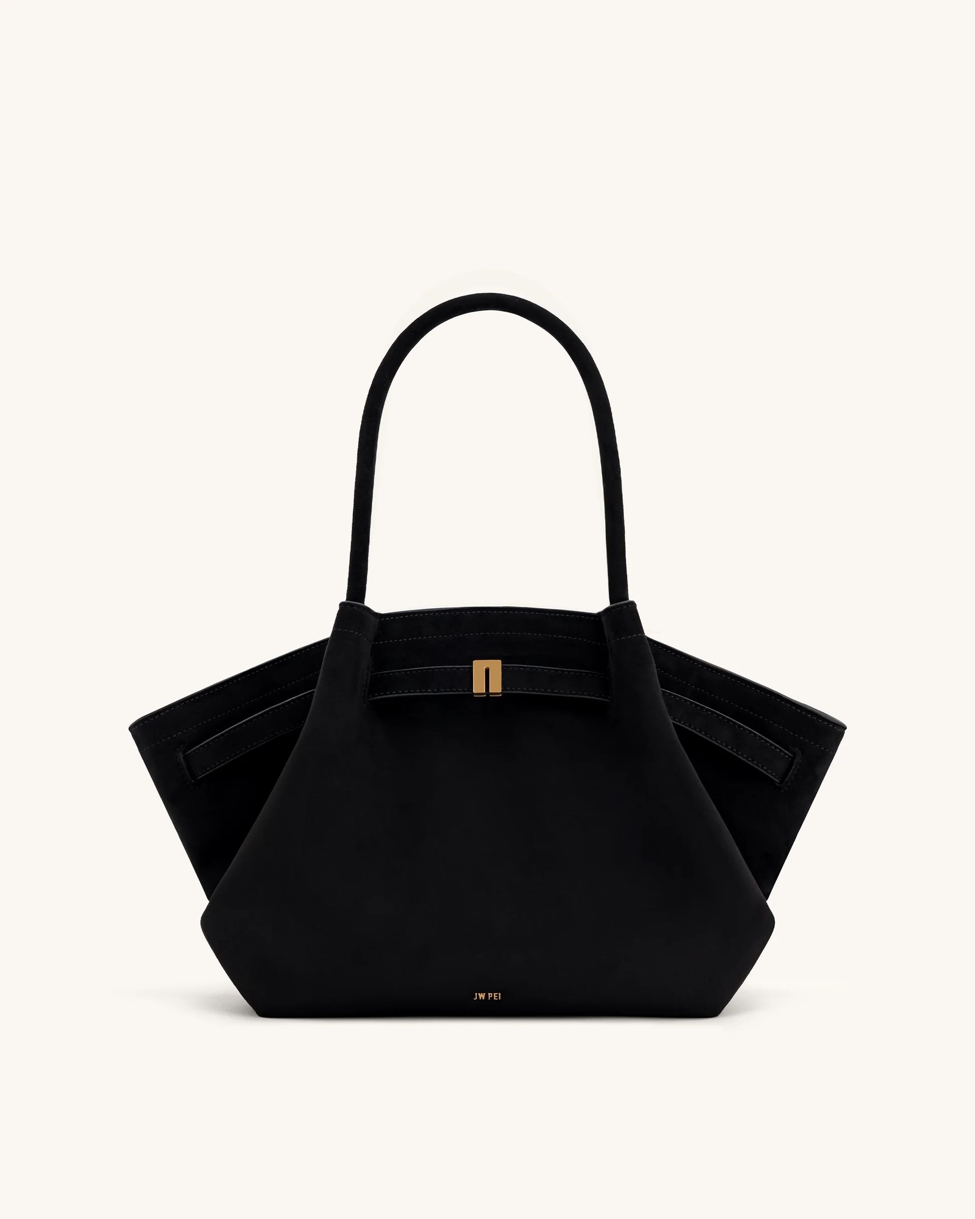 Hana Medium Faux Suede Tote Bag - Black | JW PEI US