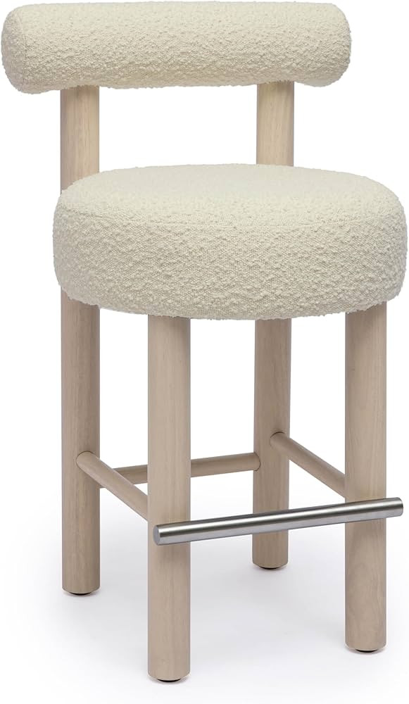 Tov Furniture Carmel Cream Boucle and Solid Wood Counter Stool | Amazon (US)