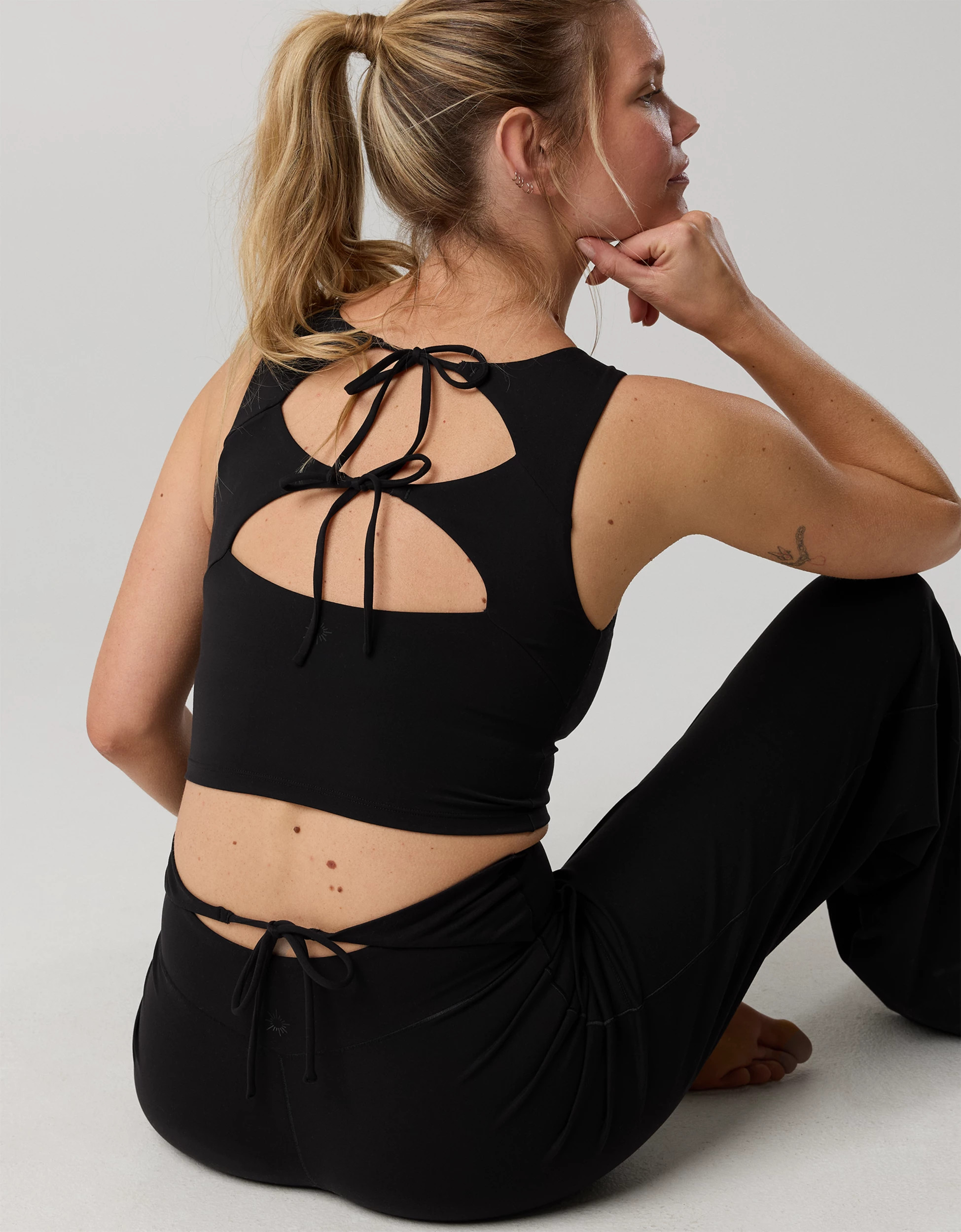 OFFLINE By Aerie Real Me XTRA Tie Back Longline Sports Bra | American Eagle Outfitters (US & CA)