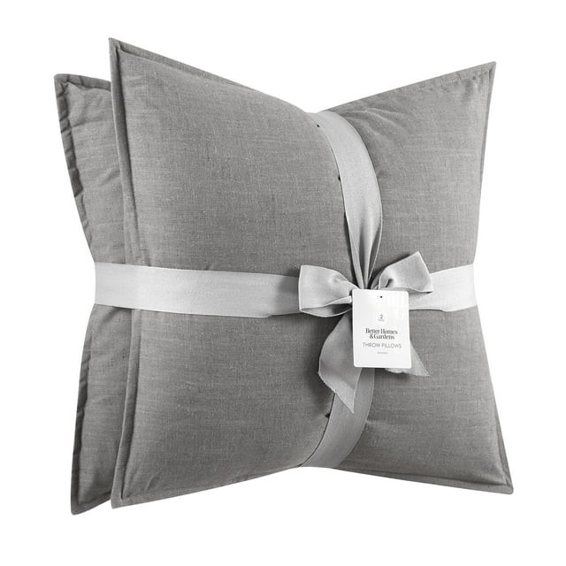 Better Homes & Gardens 20"x20" Grey Bisque 2-Pack Linen Decorative Pillows | Walmart (US)
