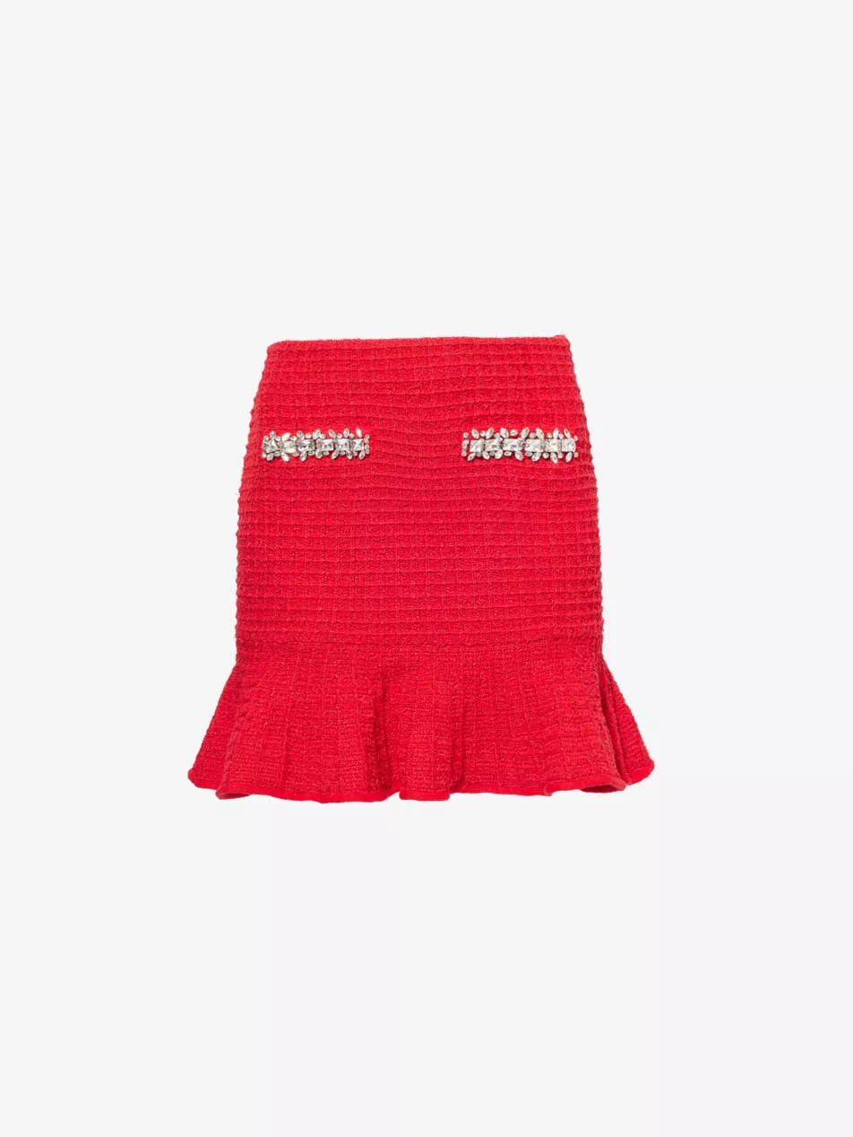 Textured two-buttoned-pockets knitted mini skirt | Selfridges
