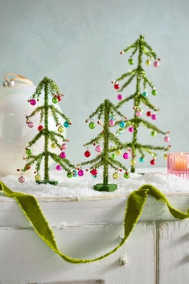 Green Tinsel Trees, Set of 3 | Terrain
