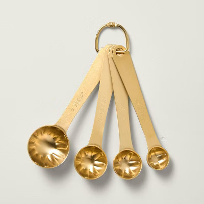 4pc Stainless Steel Measuring Spoons Vintage Brass Finish - Hearth & Hand™ with Magnolia | Target
