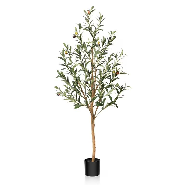 4FT Tall Artificial Olive Tree, Artificial Plants with Fruits and Wood Branches, Realistic Indoor... | Walmart (US)