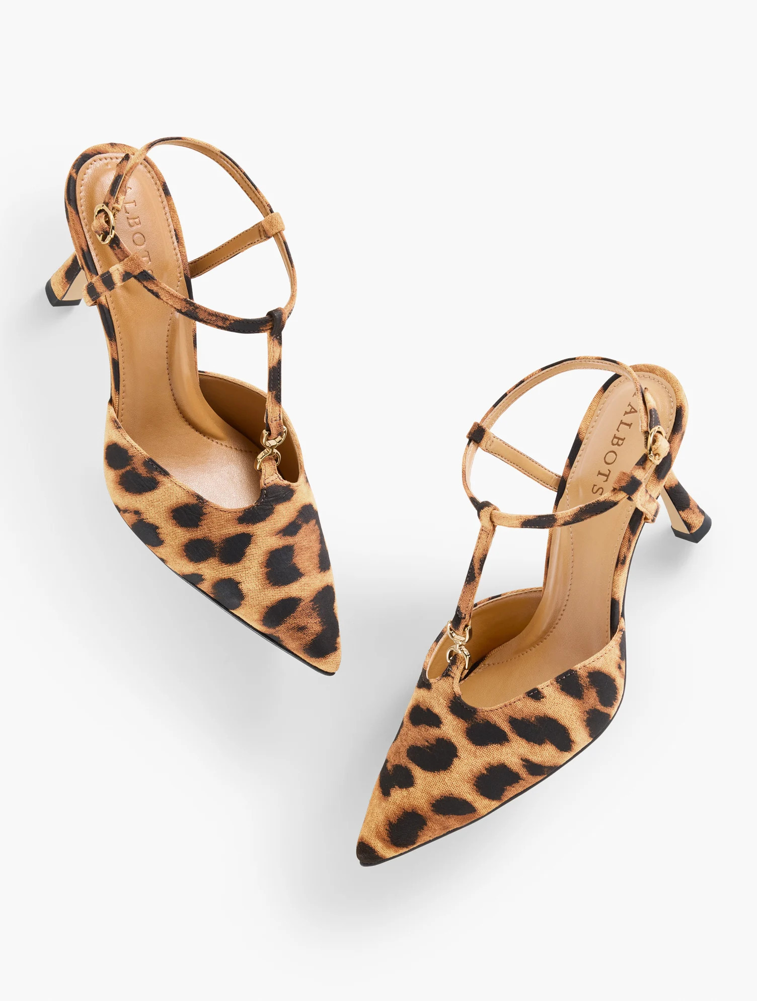 Evelyn Leopard Suede Flare Heel Pumps - Tan - 8M Talbots | Talbots