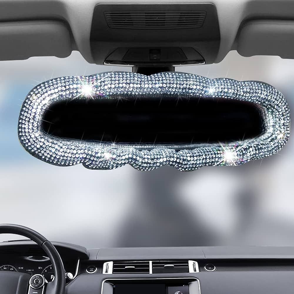Beaumile Bling Rearview Mirror Accessories Elastic Plush Car Rear View Mirror Cover for Women Bli... | Amazon (US)