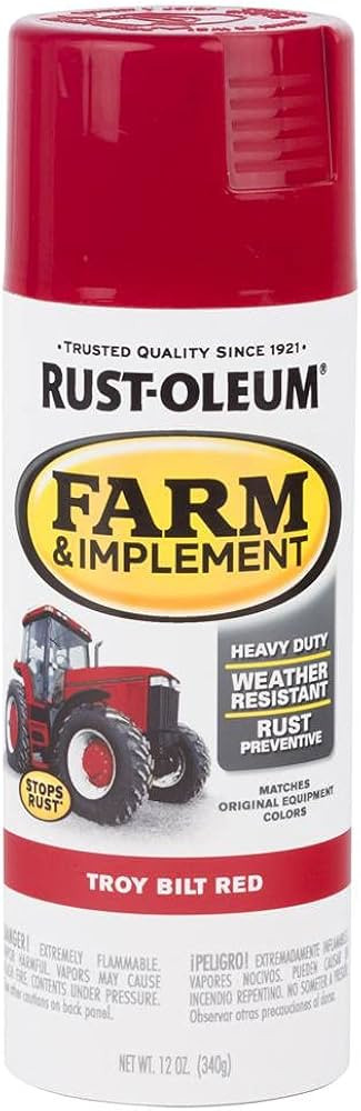 Rust-Oleum 303473 Farm & Implement Spray Paint, 12 oz, Gloss Troy Bilt Red | Amazon (US)