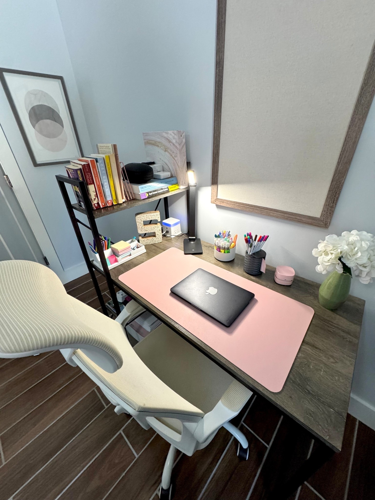 Been loving my desk area since we moved into our first house! Simple but very cute and organized🤍 

#LTKU #LTKdayinmylife #LTKHome
