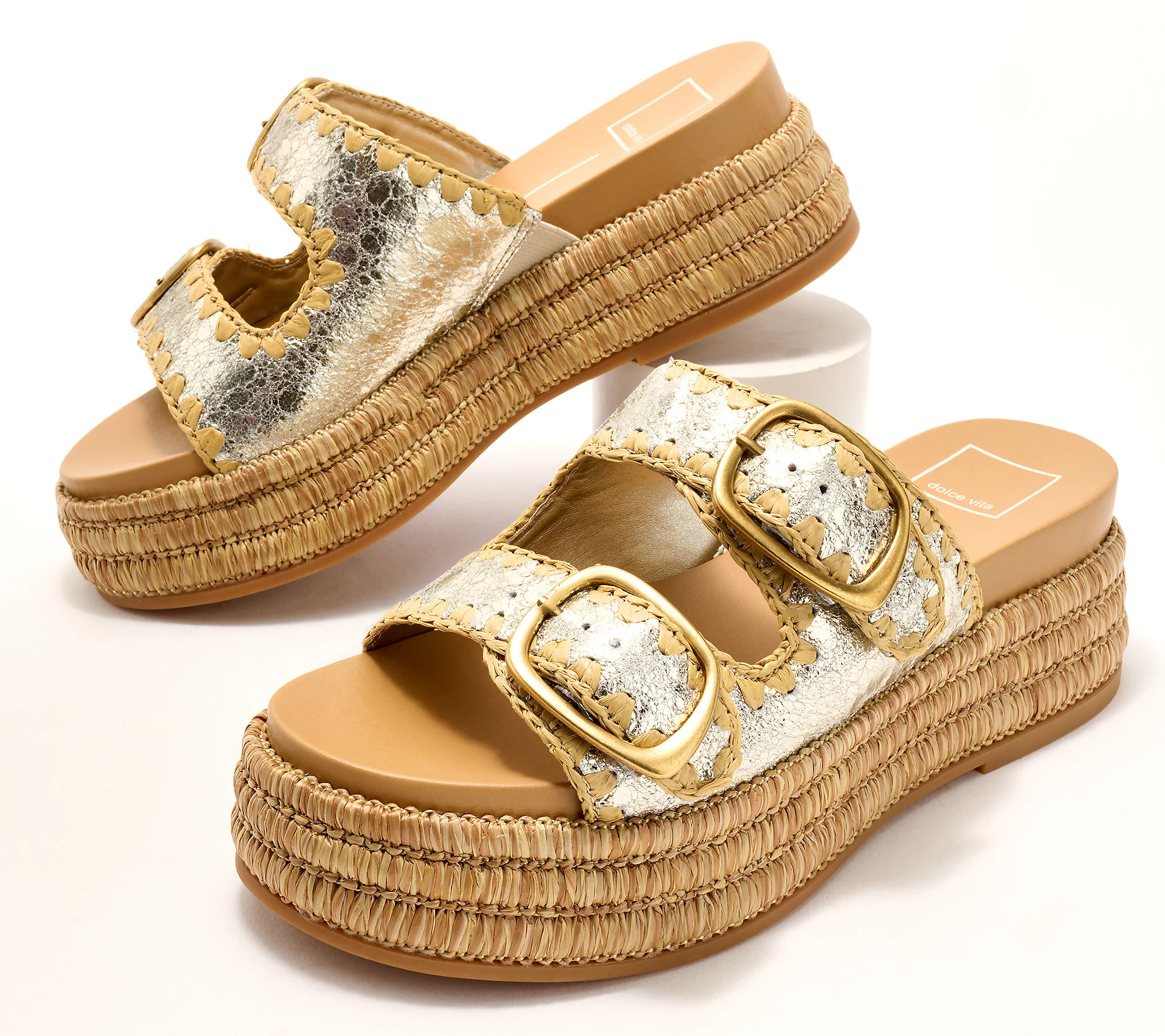 Dolce Vita Leather Double Buckle Sandals - Wanika | QVC
