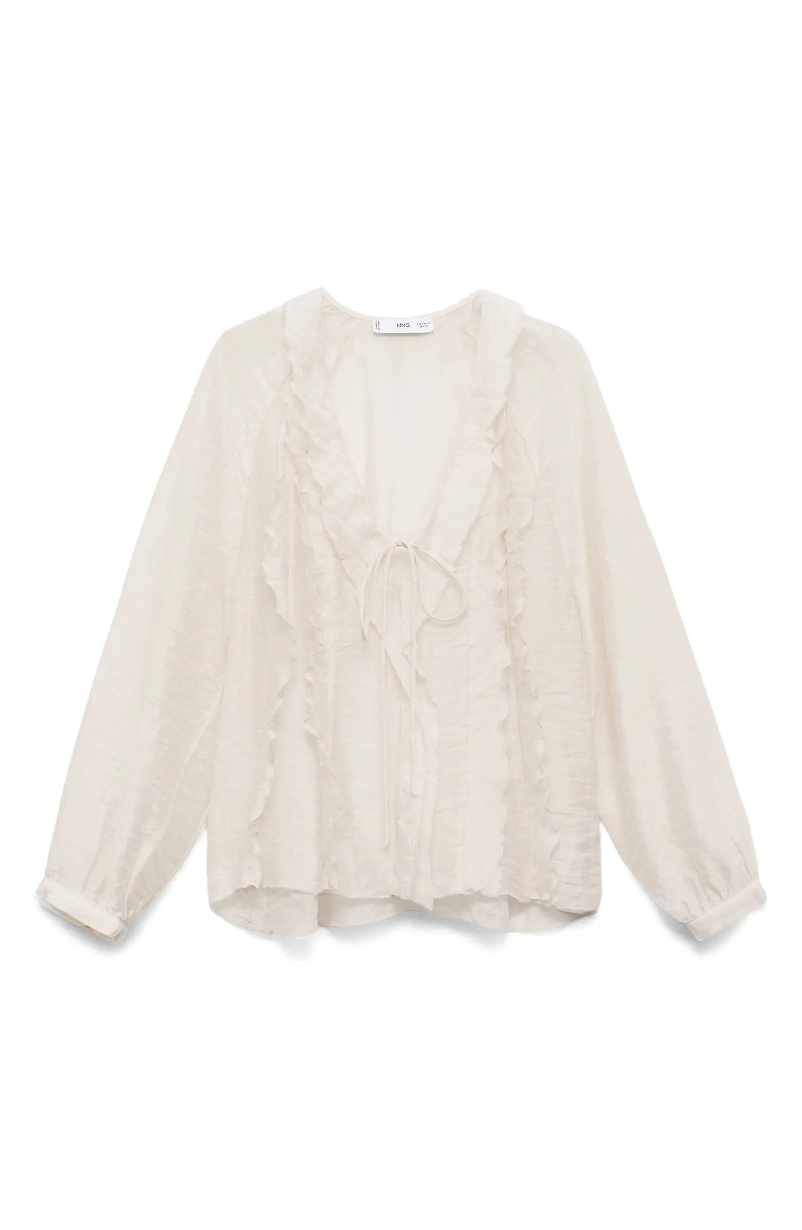 MANGO Ruffle Stripe Tie V-Neck Top | Nordstrom | Nordstrom