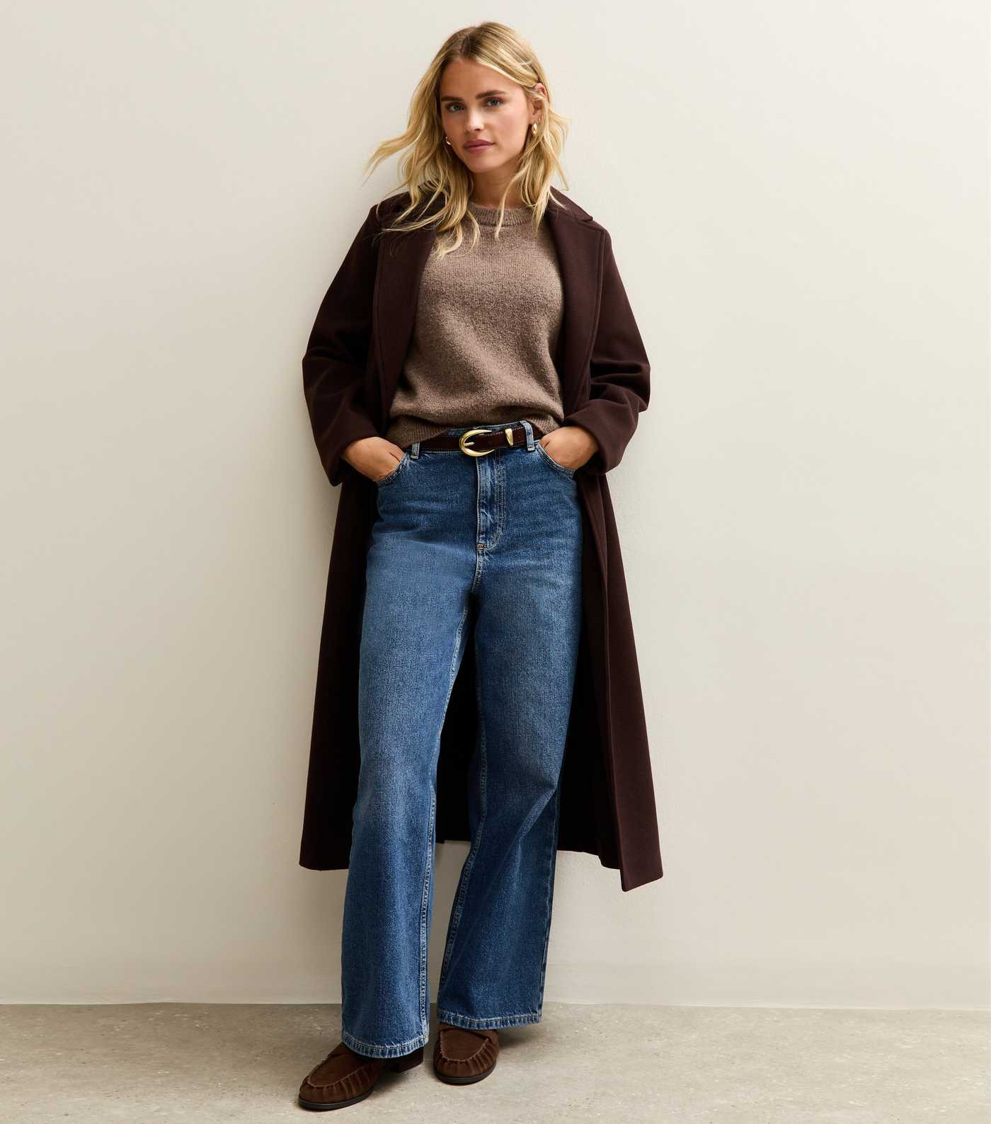 Petite Blue High Waist Adalae Wide Leg Jeans  | New Look | New Look (UK)